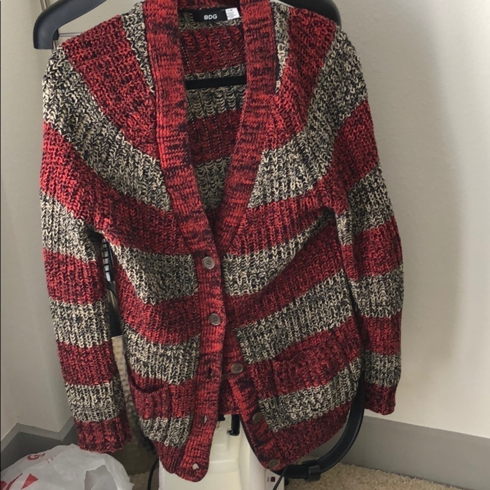 BDG knit sweater UO black/white/red szL